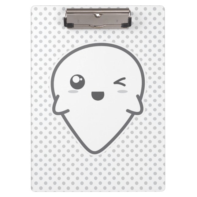 Pranchetas Conselho Kawaii Winking Ghost Clip (Frente)