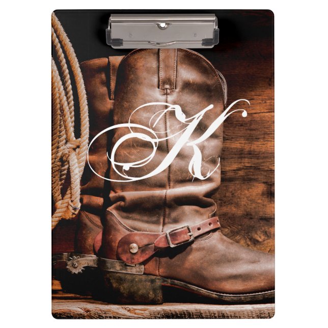 Pranchetas Conselho Personalizado Cowboy Boots Barn Wood Rus (Frente)
