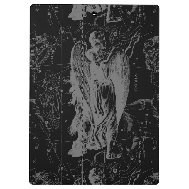 Pranchetas Constelação de Virgem Hevelius 1690 a preto (Verso)