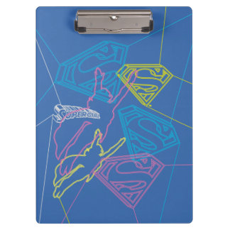 Pranchetas Contornos coloridos de supergirl e logotipos
