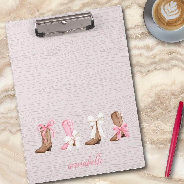 Pranchetas Coquette Coquette Boots personalizados (Cute Coquette Cowgirl Boots Personalized Clipboard)