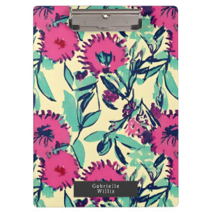 Pranchetas Cor da Água Inspida Rosa + Floral Botânico Verde