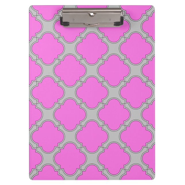 Pranchetas Cor-de-rosa-quatrefoil e cinzas (Frente)