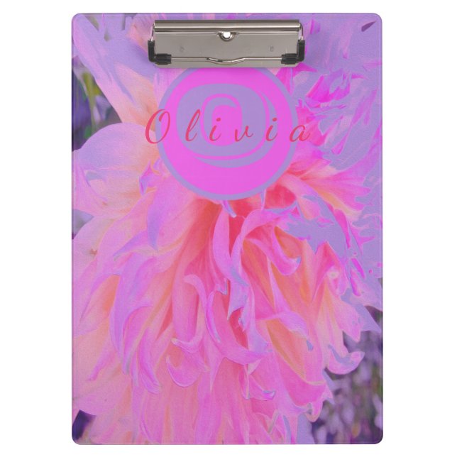 Pranchetas Cor-de-rosa-quente elegante e Dália decorativa mag (Frente)