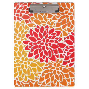 Pranchetas Cor Vermelha Laranja Vintage 60s Flor