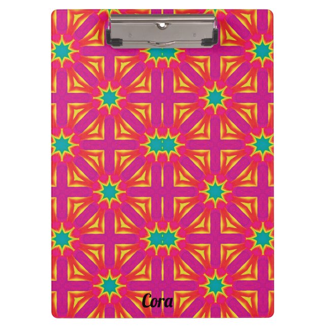 Pranchetas CORA ~ design amarelo, azul, vermelho e rosa (Frente)