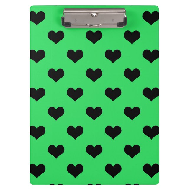 Pranchetas Coração de Amor Negro Em Fundo Verde (Frente)