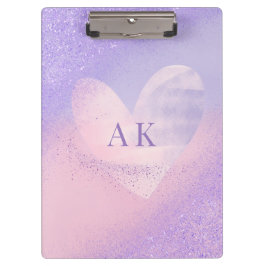 Pranchetas Coração Gradiente Roxo Rosa Monograma