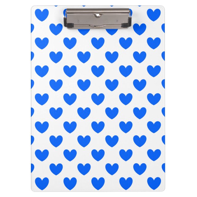 Pranchetas Corações de polca azul em branco (Frente)