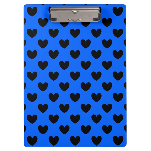 Pranchetas Corações de polca pretos em azul (Frente)