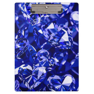 Pranchetas Corações Diamantes de Cristal Azul