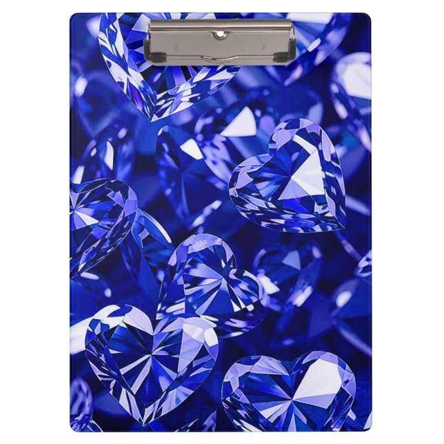 Pranchetas Corações Diamantes de Cristal Azul (Frente)