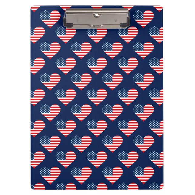 Pranchetas Corações Patrióticos Vermelho, Branco e Azul da Ba (Frente)