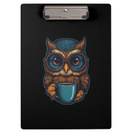 Pranchetas "Coruja Bonita com Taça de Café" Design engraçado