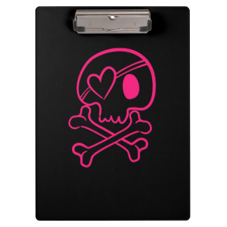Pranchetas Crânio e Crossbones do Coração Rosa