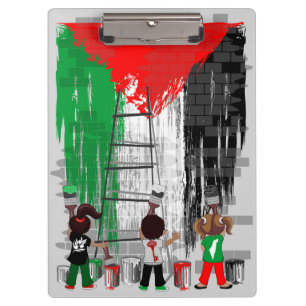 Pranchetas Crianças de Gaza Pintando a Bandeira da Palestina