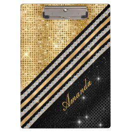 Pranchetas Cristal Dourado E Negro Personalizado na moda faux