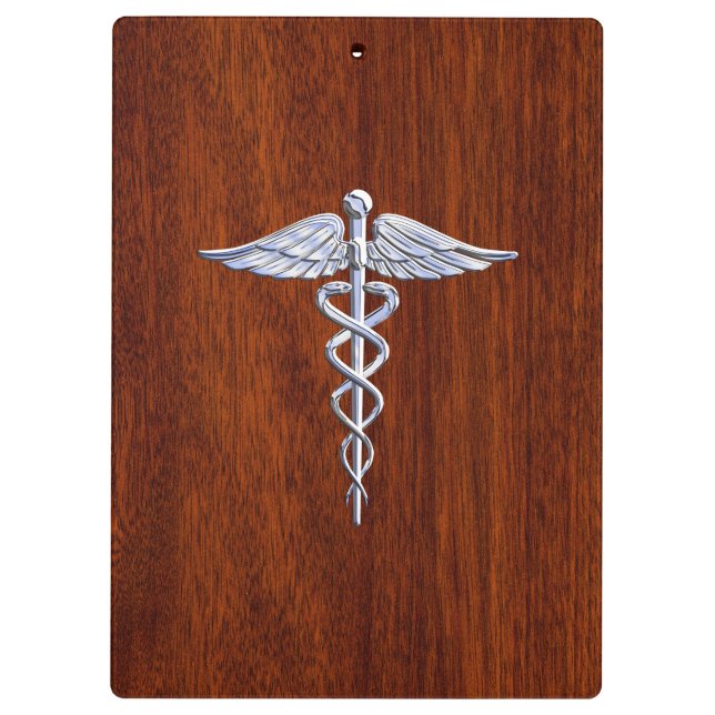 Pranchetas Cromo Como Caduceus Símbolo Médico Mahogany Brown (Verso)