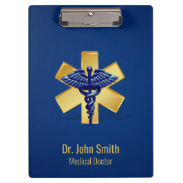 Pranchetas Cruz Dourada de Caduco 3D Médico Azul