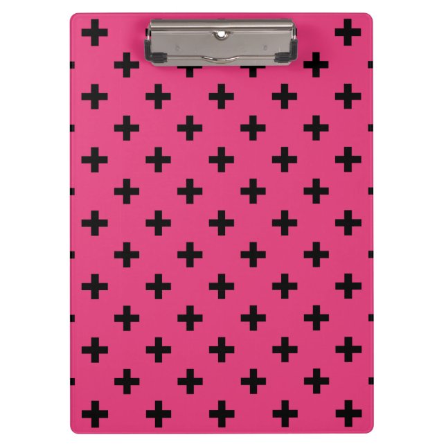 Pranchetas Cruzes de polca negra em fuchsia (Frente)
