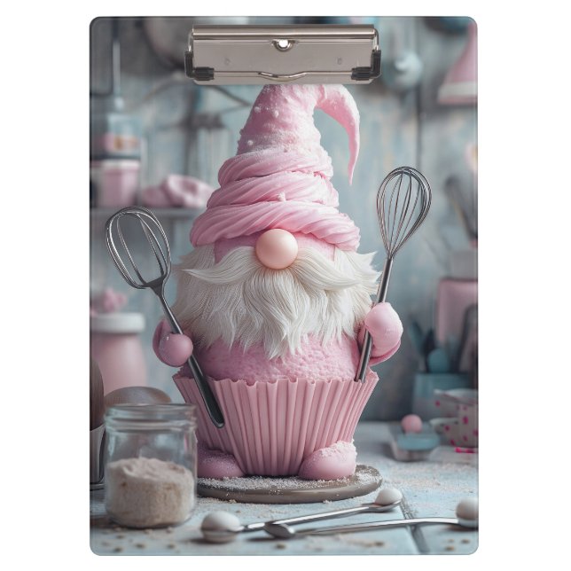 Pranchetas Cupcake Gnomo Rosa Adorável (Frente)