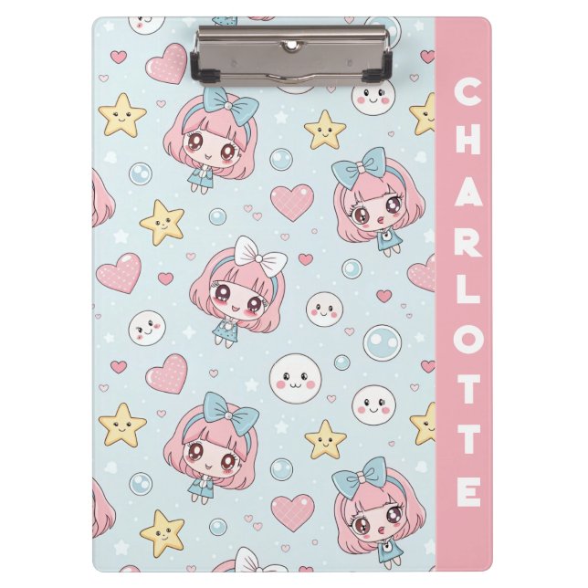 Pranchetas Custom Anime Kawaii with Hearts and Star (Frente)