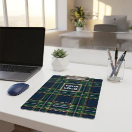 Pranchetas Custom Blue & Green Tartan Business Clipboard 