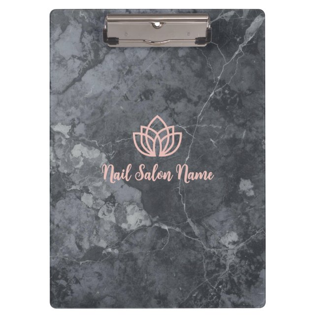 Pranchetas Custom Grey Marbel Nail Salon Clipboard with Logo  (Frente)