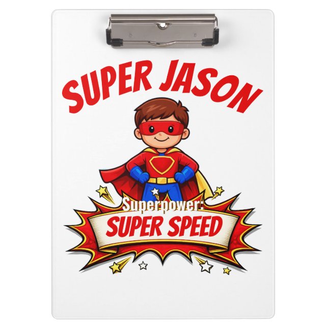 Pranchetas Custom Kids Superhero Name & Superpower (Frente)