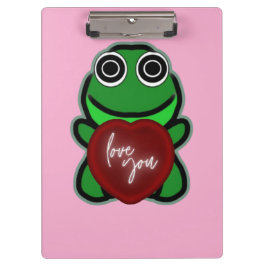 Pranchetas Custom Love You Kawaii Frog Heart Gift