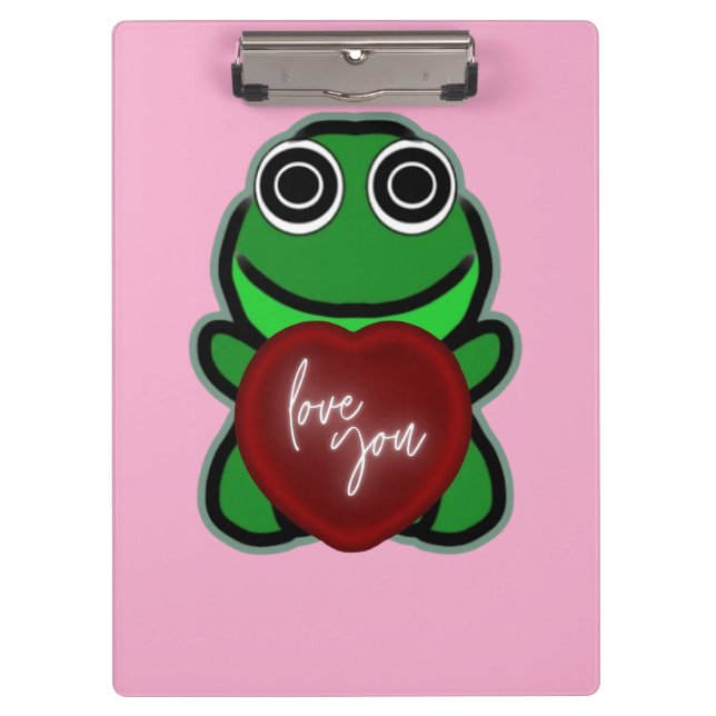 Pranchetas Custom Love You Kawaii Frog Heart Gift (Frente)