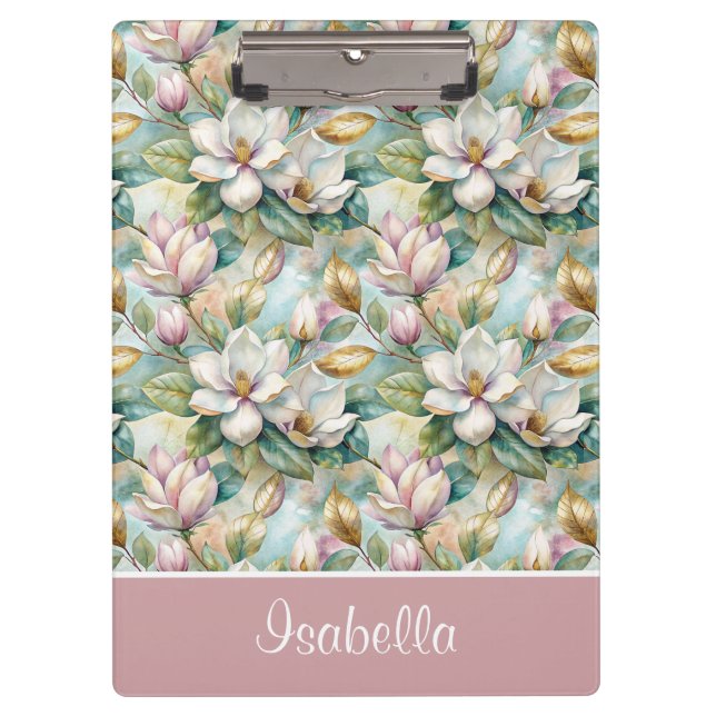 Pranchetas Custom Pattern Elegant Magnolia Flowers (Frente)