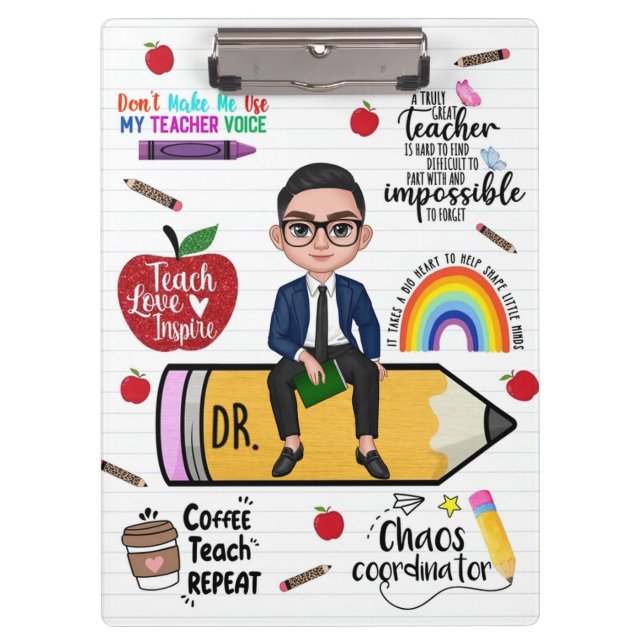 Pranchetas Custom Teacher Clipboard Back to School For Him (Frente)