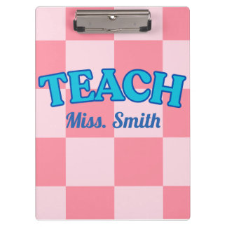 Pranchetas Customizable Blue and Pink Teacher Clipboards