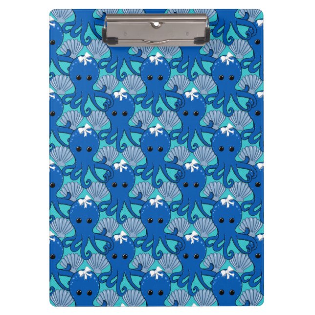 Pranchetas Cute Blue Octopus Clipboard (Frente)