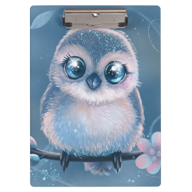 Pranchetas Cute Blue Owl Clipboard (Frente)