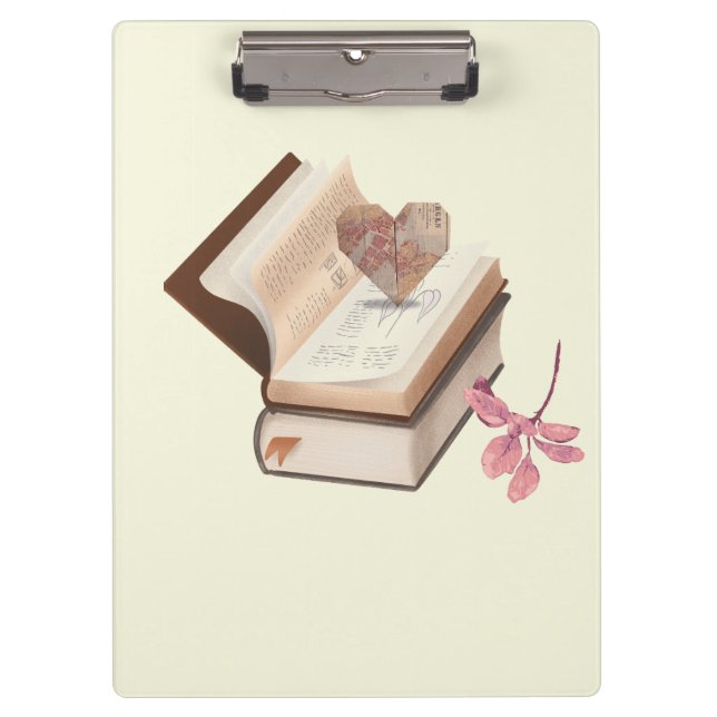 Pranchetas Cute book  withe map heart and flower (Frente)