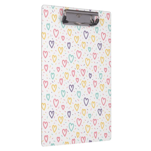 Pranchetas Cute Colorful Hearts Clipboard  (Direita)