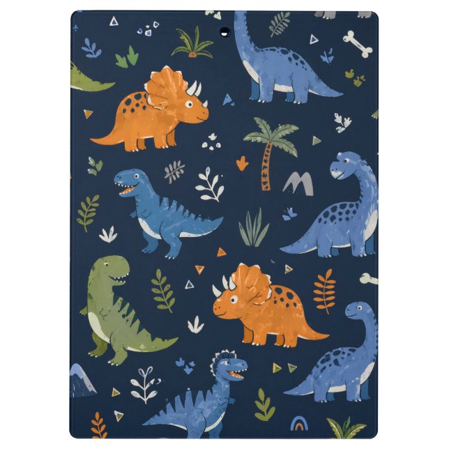 Pranchetas Cute Dinosaur Pattern Colorful  (Verso)