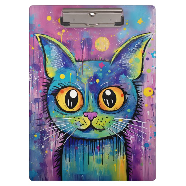Pranchetas Cute Funny Kitty Cat Mixed Media Animal Pet (Frente)
