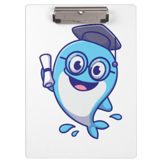 Pranchetas Cute Graduate Whale with Graduation Cap and Diplom
