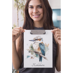 Pranchetas Cute Kookaburra num galho pintado em aquarela