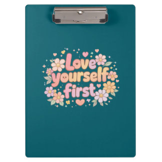 Pranchetas Cute Love Yourself Floral Quote Design | Gift Bag
