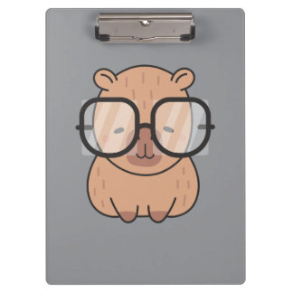 Pranchetas Cute Nerd Capybara with Glasses Kawaii Aesthetic