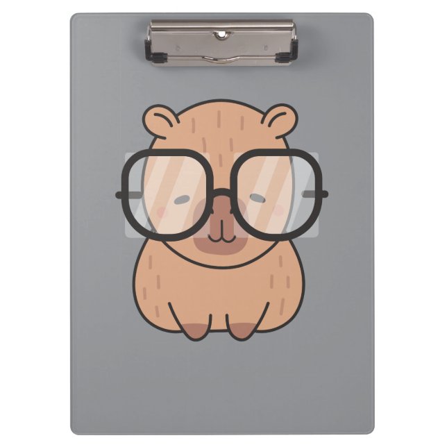 Pranchetas Cute Nerd Capybara with Glasses Kawaii Aesthetic (Frente)