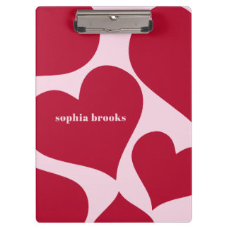 Pranchetas Cute Pink & Red Hearts Feminino Personalizado