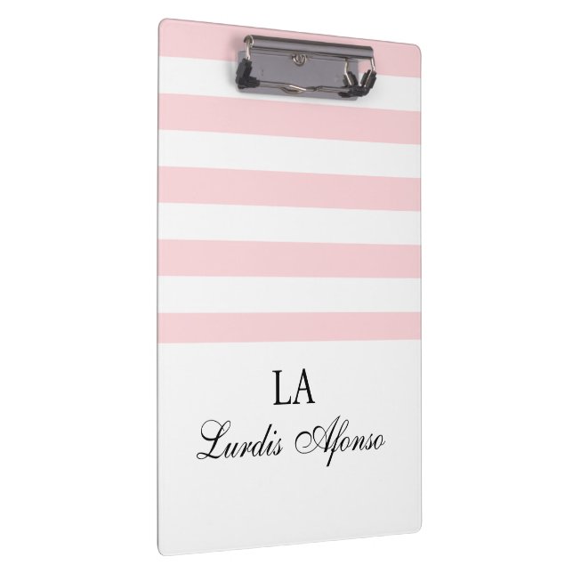Pranchetas Cute Pink & White Stripe Clipboard  (Direita)