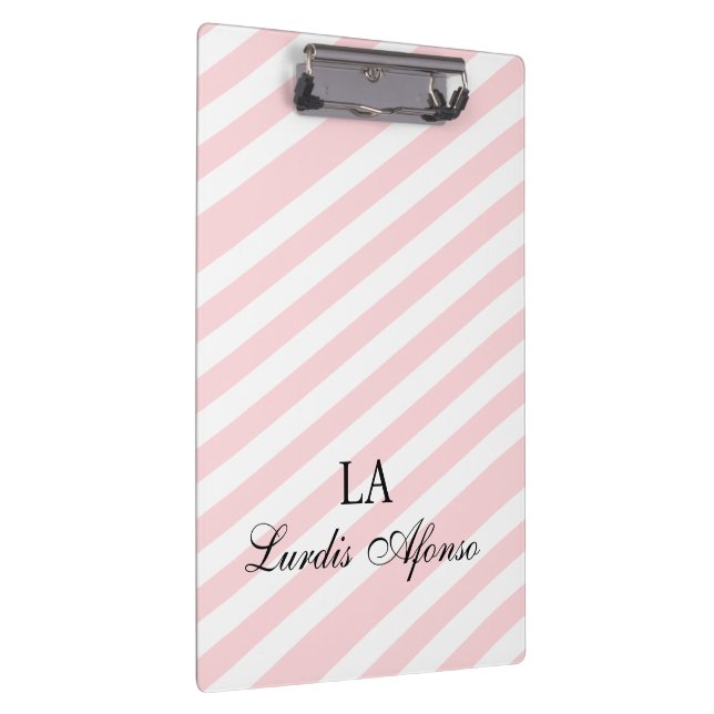 Pranchetas Cute Pink & White Stripe Clipboard  (Direita)