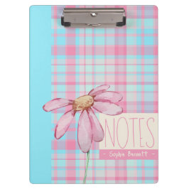 Pranchetas Cute plaid pastel pink Daisy Notes Notebook