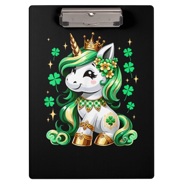 Pranchetas Cute Unicorn Shamrock St Patricks Day  (Frente)